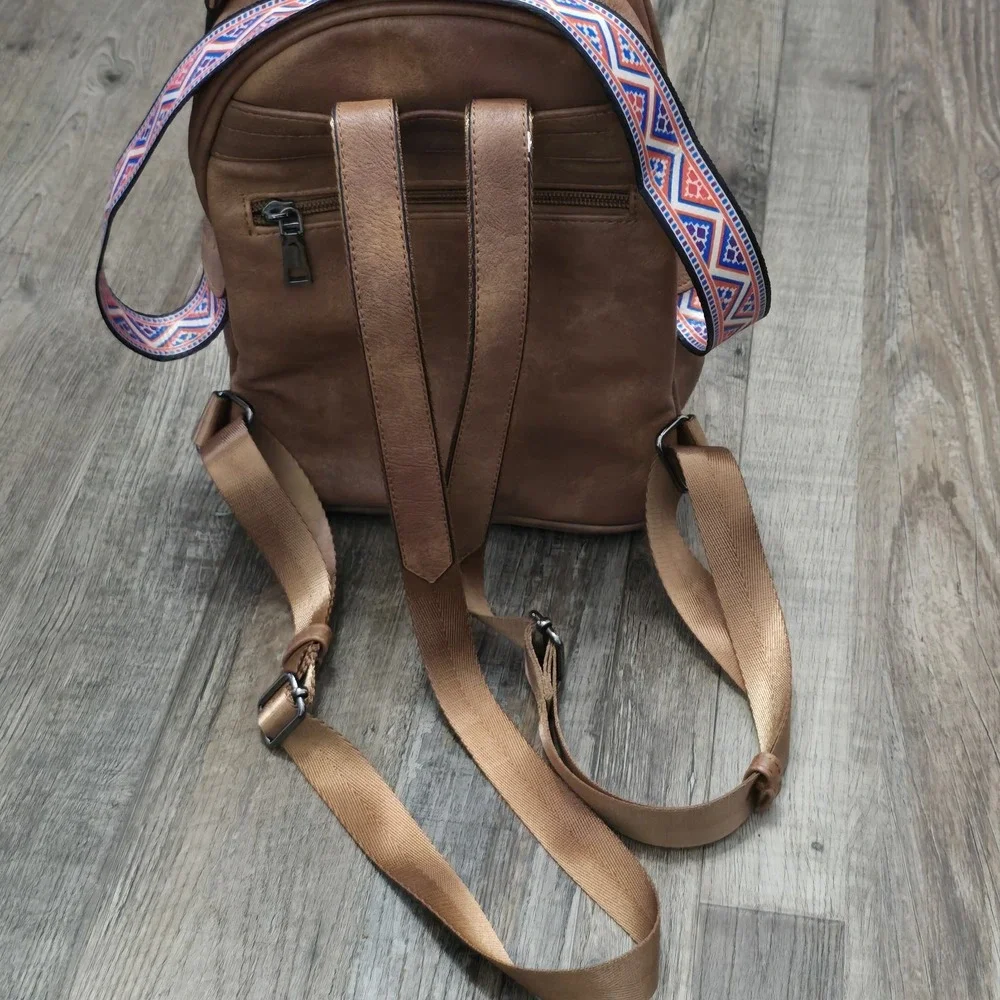 FADEON Backpack Purse Small Designer  Multicolored Strap Pockets Travel Festival